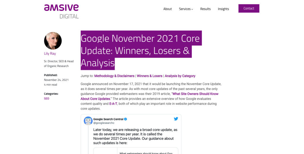 Google November 2021 Core Update: Winners, Losers & Analysis